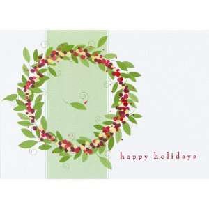  Holly Wreath with Red & White Berries Holiday Cards: Home 