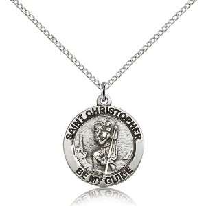 Sterling Silver St. Patron Saint Christopher Pendant Stainless Silver 