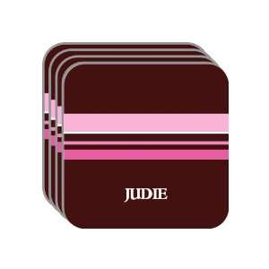 Personal Name Gift   JUDIE Set of 4 Mini Mousepad Coasters (pink 