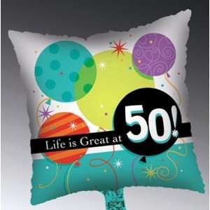    50th. Life Is Great Metallic Balloon Square   Each: Toys & Games