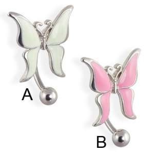  Large reversed butterfly belly ring, white   A: Jewelry
