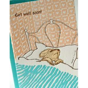 sick puppy get well letterpress greeting card *NEW*