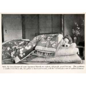  1921 Print Japanese Bed Futon Quilted Kimono Comforter 