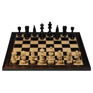  Russian Style Chess Set   19 Black and Natural Wood Board 