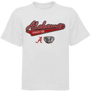  Alabama Crimson Tide Youth White Slant Script T shirt 