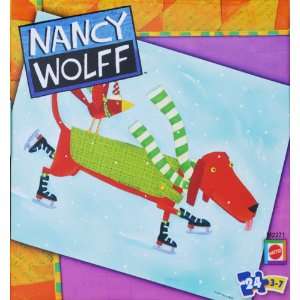  Nancy Wolff Dog iceskating 24 piece Puzzle: Toys & Games