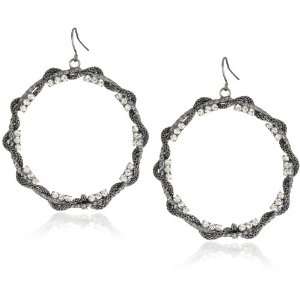  Leslie Danzis Gunmetal Braided Hoop Earrings: Jewelry