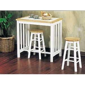   Furniture Tile Top Breakfast Table 3 piece 02140NW Set: Home & Kitchen