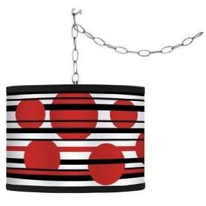   Swag Style Red Balls Giclee Shade Plug In Chandelier