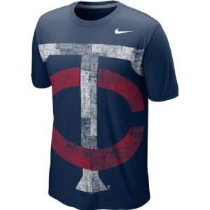  Minnesota Twins Nike Navy Heather Blended Big Logo T Shirt 