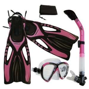  Snorkeling Scuba Dive Fins Mask Snorkel Set w/ Mesh Bag 