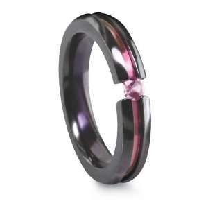  Black Titanium Ring with Pink Sapphire Jewelry
