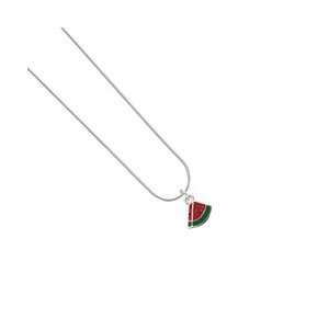  Mini Enamel Watermelon   Piece Snake Chain Charm Necklace 