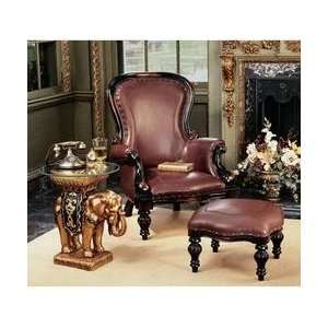   Faux Leather Wing Chair And Ottoman:  Home & Kitchen