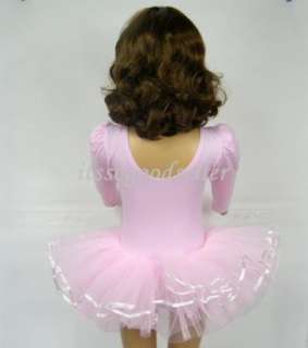 Girl Party Long & Short Sleeve Leotard Pink Ballet Dance Fairy Tutu 