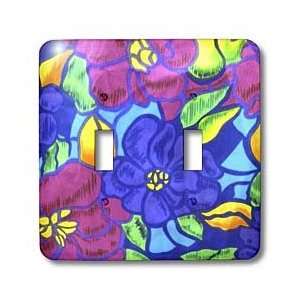 Florene Abstract Floral   Electric Blue and Hot Pink Flowers   Light 