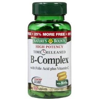 Natures Bounty B Complex, High Potency, Time Released, Tablets 125 