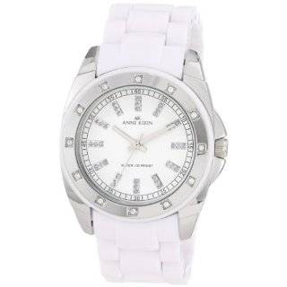   109179WTWT Silver Tone Swarovski Crystal Accented White Plastic Watch