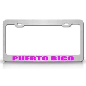   RICO Country Steel Auto License Plate Frame Tag Holder, Chrome/Pink