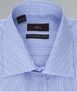 Alara light blue bar and pin striped cotton spread collar dress shirt 