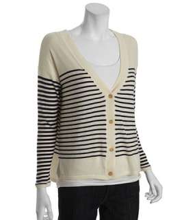 Joie cream and navy striped wool blend Baja cardigan