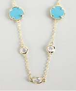 Jardin gold plated recon turquoise and cz necklace style# 318455101