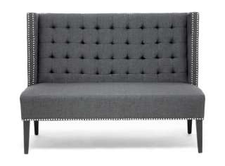   YOU ARE RECEIVING ONE MODERN GRAY BANQUETTE BENCH WITH NAIL HEAD TRIM