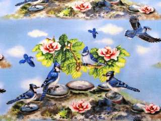 New Blue Birds Fabric BTY Sky Animal Song Wild  