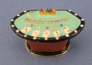 Hinged Jeweled Trinket Box Blackjack 21 Table Cards NIB  
