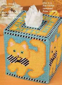 KITTY CAT TISSUE BOX COVER~Plastic Canvas PATTERN  