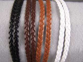 Black braided Kids Girls faux leather stretch headband  