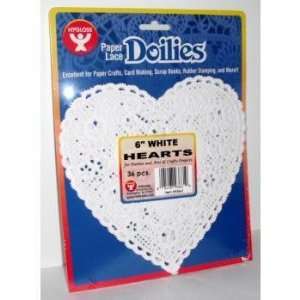  6 White Hearts Paper Lace Doilies   36 pcs Case Pack 36 