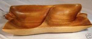 Hand Crafted DIVIDED Solid WOOD SERVING DISH BOWL Nice  