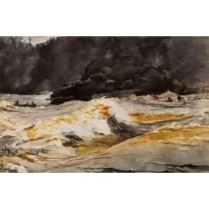  Oil Painting Canoes in Rapids, Saguenay River Winslow 