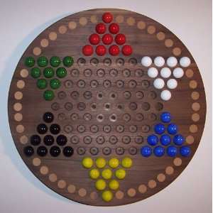  Wooden Marble Game Board   Chinese Checkers   Oiled  18 