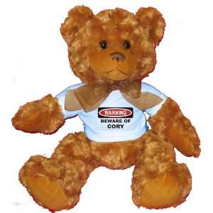   Beware of Cory Plush Teddy Bear with BLUE T Shirt: Toys & Games