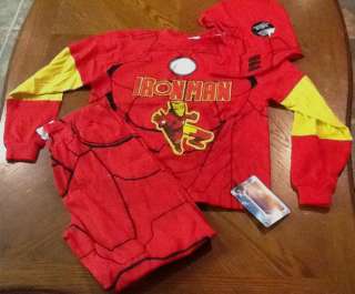 NWT Youth Marvel Iron Man 3 pc Red & Yellow Pajama Set Different Sizes 