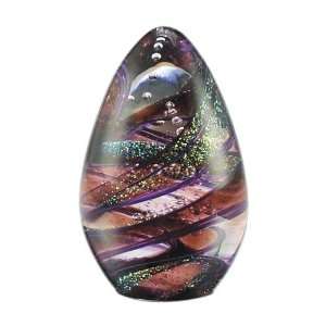  Hand Blown Glass Purple Twist Dichroic Egg