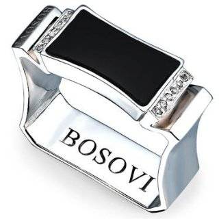Bosovi Designer Ring   Mens Sterling Silver 0.06ctw Diamond and 1.7ctw 