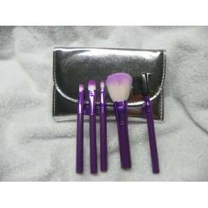   Piece Salon Quality Makeup Brush Set Travel Size Metallic Silver Case