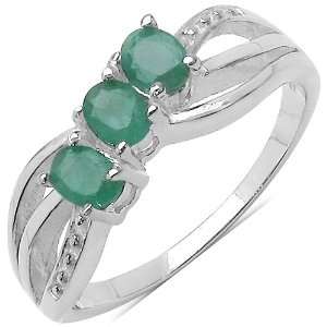  0.50 Carat Genuine Emerald Sterling Silver Ring: Jewelry