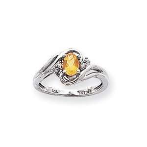   Gold .05ct Diamond and Citrine Birthstone Ring   JewelryWeb Jewelry