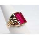 MENS RING ANTIQUE VINTAGE ART DECO STYLE RUBY 10K YELLOW GOLD  