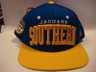 Southern SU Jaguars Zephyr Cap Flat Brim Snapback Blue Super Star Hat 