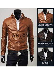 2012 New Trendy Mens Sexy Slim Fit Motorcycle PU Leather Jacket Coat 