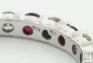 18K WHITE GOLD 1.92CT DIAMOND AND RUBY ETERNITY BAND RING  