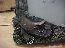 Western horse Theme Picture Frame saddle about 10X 8  