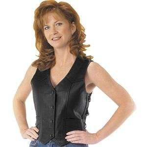 River Road Womens Basic Leather Vest   2X Large/Black 