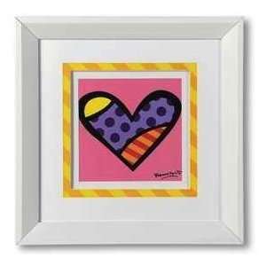  Romero Britto White Framed Poster Pink Heart Everything 