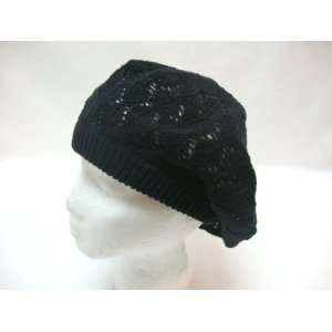 Fashion Black Knit Beret Cotton Tam Hat:  Sports & Outdoors